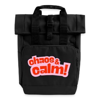 Chaos & Calme : Design de contraste - Sac à dos Roll Top à deux anses - noir - Devant