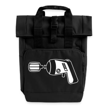 Phaser meets Mixer – Funny Geek & Cook - Roll Top Backpack with Two Handles - black - Front