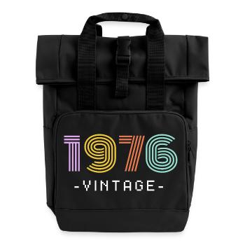50th Birthday - Roll Top Backpack with Two Handles - black - Front