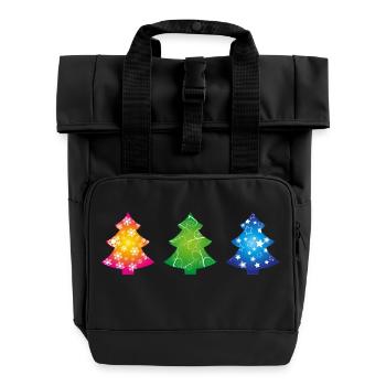 Weihnachtsbäume - Rolltop Rucksack mit zwei Griffen - Schwarz - Vorne