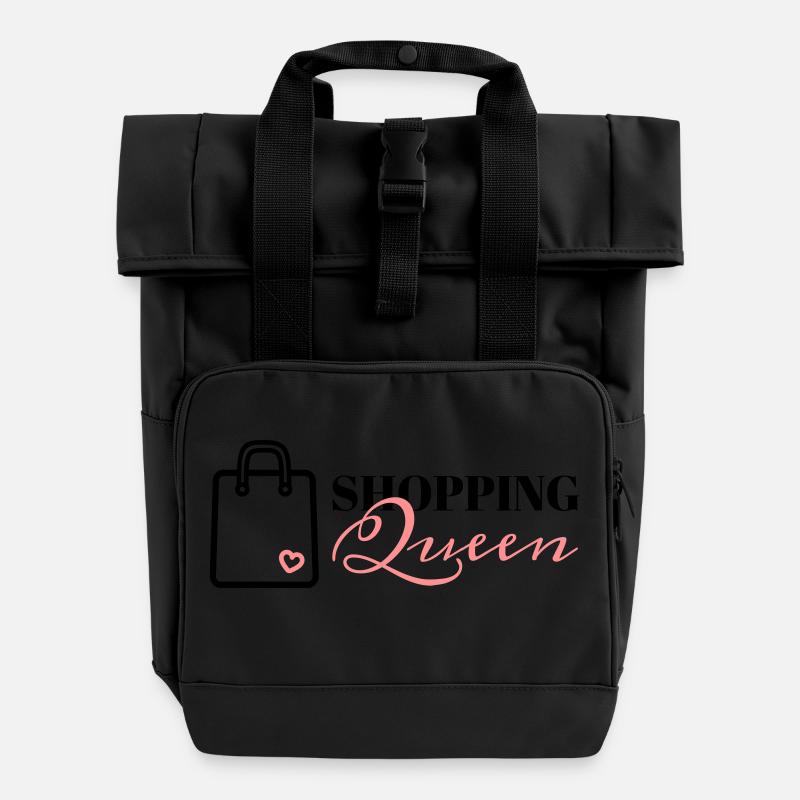 Shopping Queen Bag - Rolltop Rucksack mit zwei Griffen - Schwarz
