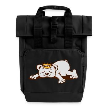 Un petit ours avec une couronne d'or dort - Sac à dos Roll Top à deux anses - noir - Devant
