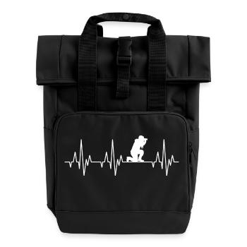 Heartbeat ECG Photograph Photographe Appareil photographique - Sac à dos Roll Top à deux anses - noir - Devant
