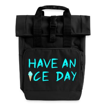 Eis Eiscreme coole Sprüche Sommerzeit Fan - Rolltop Rucksack mit zwei Griffen - Schwarz - Vorne