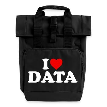 Ich liebe Daten – Herz - Rolltop Rucksack mit zwei Griffen - Schwarz - Vorne