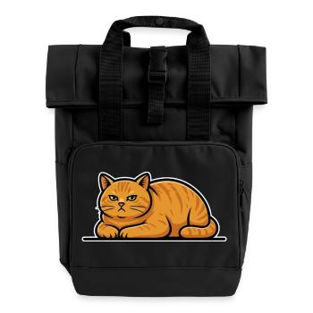 Vintage-rote Katzen-Tabby liegt still und leise Porträt - Rolltop Rucksack mit zwei Griffen - Schwarz - Vorne