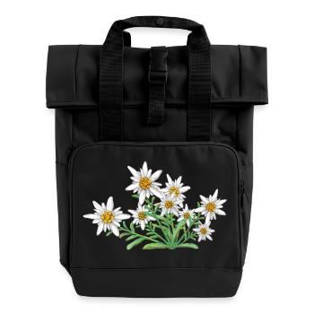 Das Edelweiss, Blume der Alpen, Blume der Schweiz - Rolltop Rucksack mit zwei Griffen - Schwarz - Vorne
