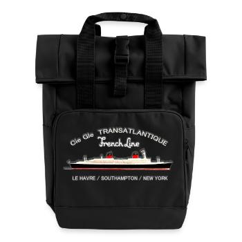 PAQUEBOT FRANCE - Roll Top Backpack with Two Handles - black - Front