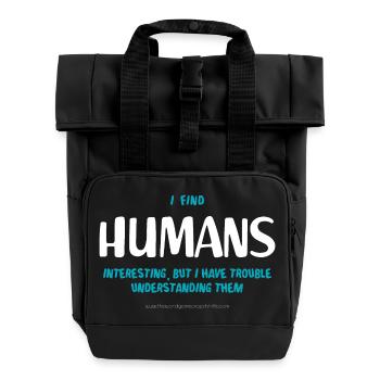 Humans (dark) - Roll Top Backpack with Two Handles - black - Front