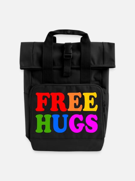 Free hugs - Rolltop Rucksack mit zwei Griffen - Schwarz