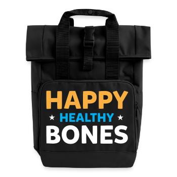 Happy Healthy Bones - Für Starke Knochen - Rolltop Rucksack mit zwei Griffen - Schwarz - Vorne