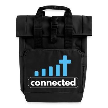 Connected - Cross - Connection to God - Christian - Roll Top Backpack with Two Handles - black - Front