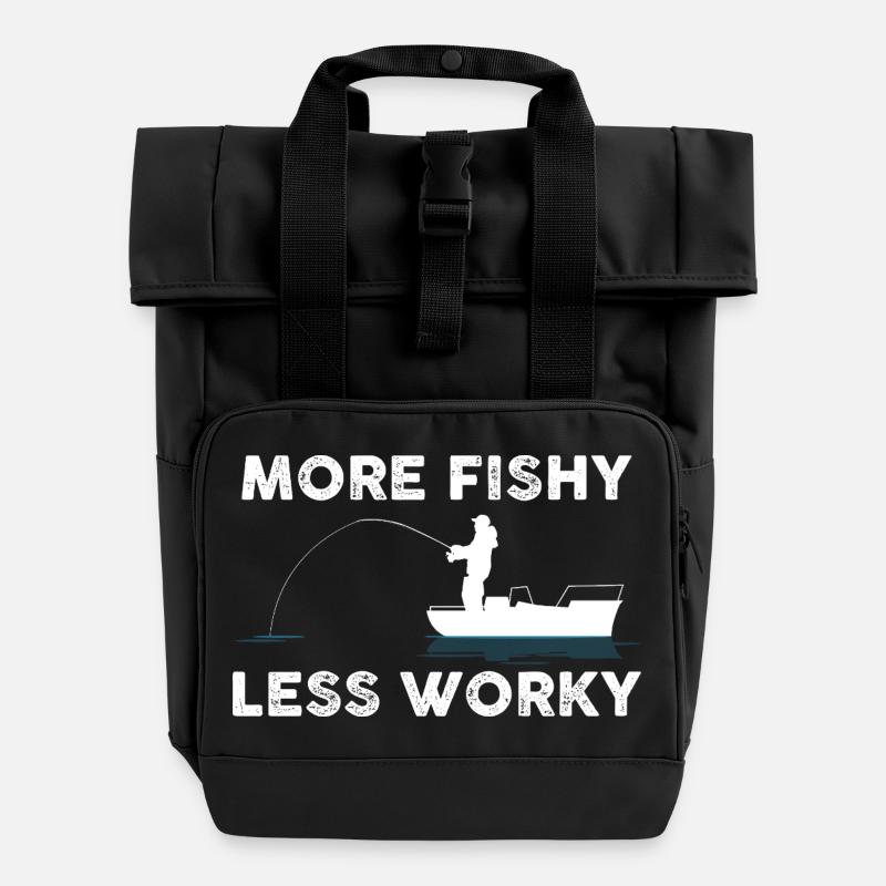 Angler Boat Joke - Roll Top Backpack with Two Handles - black