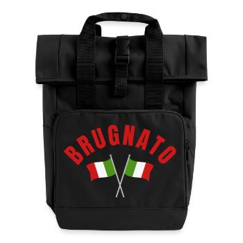 Brugnato Italian Flags - Roll Top Backpack with Two Handles - black - Front
