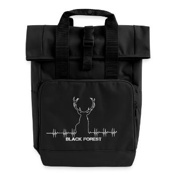 Black Forest Heartbeat white - Rolltop Rucksack mit zwei Griffen - Schwarz - Vorne