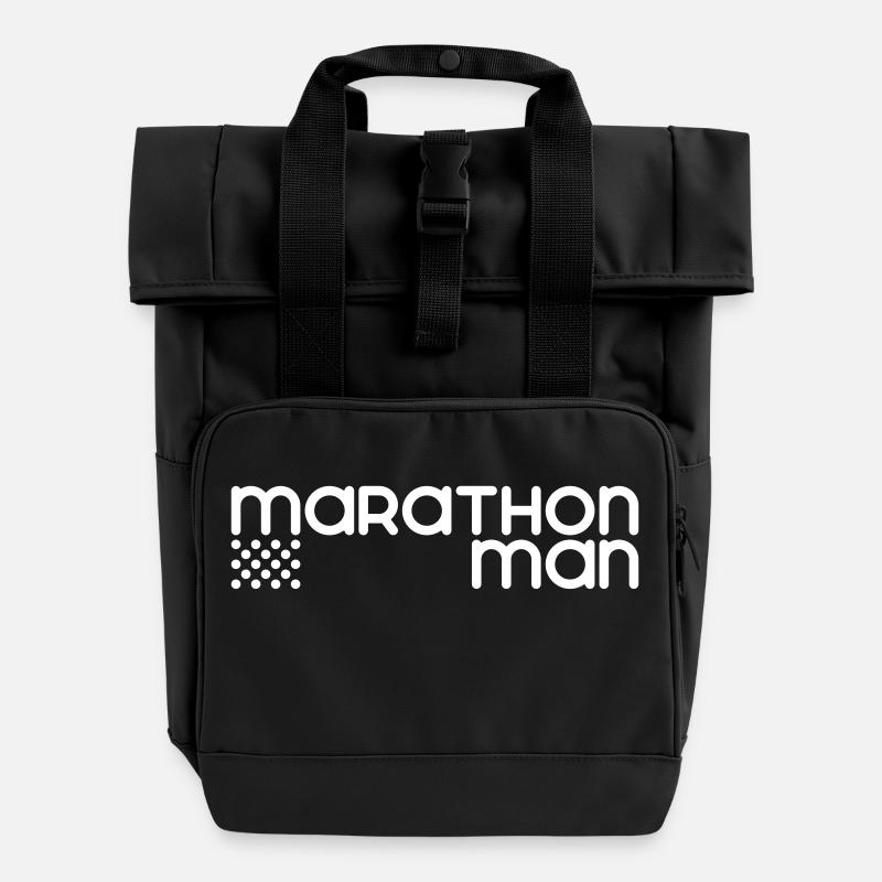 Marathon Man - Customizable - Roll Top Backpack with Two Handles - black