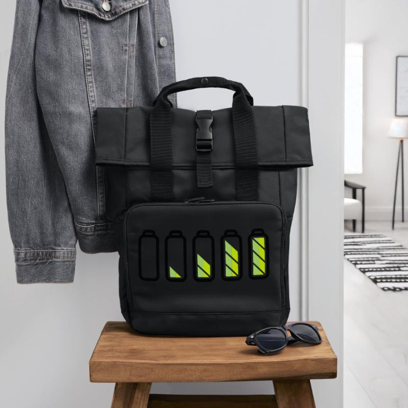 battery_loading Roll Top Backpack with Two Handles