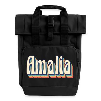 Vintage Retro Amalia T-Shirt Gift T-Shirt - Roll Top Backpack with Two Handles - black - Front