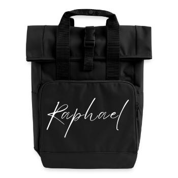 Raphael Name T-Shirt Gift for Men - Roll Top Backpack with Two Handles - black - Front