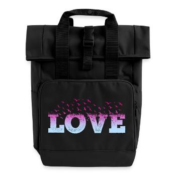 Liebe Love Herz Vögel Romantisch Ich Liebe Dich - Rolltop Rucksack mit zwei Griffen - Schwarz - Vorne