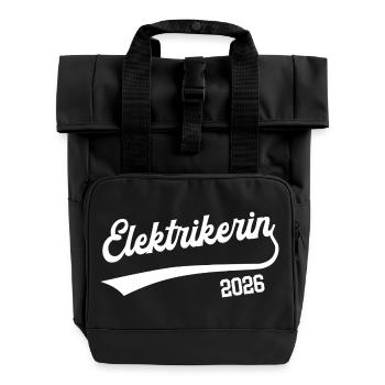 Electrician 2026 Electrician Woman Training Apprenticeship - Roll Top Backpack with Two Handles - black - Front