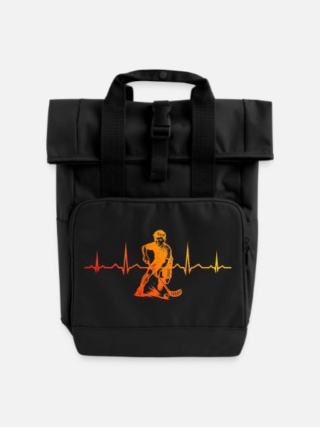 Modernes Floorball Artwork - Rolltop Rucksack mit zwei Griffen - Schwarz