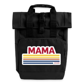 Mama 2026 Retro - Rolltop Rucksack mit zwei Griffen - Schwarz - Vorne