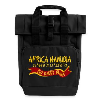 Africa Namibia, Big Daddy Dune, coordinates - Roll Top Backpack with Two Handles - black - Front