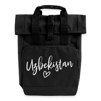 Usbekistan Herz Frauenliebe Usbekistan - Rolltop Rucksack mit zwei Griffen - Schwarz - Vorne