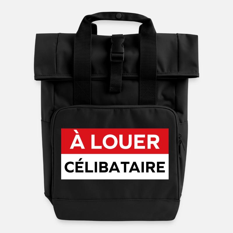 célibataire - Sac à dos Roll Top à deux anses - noir