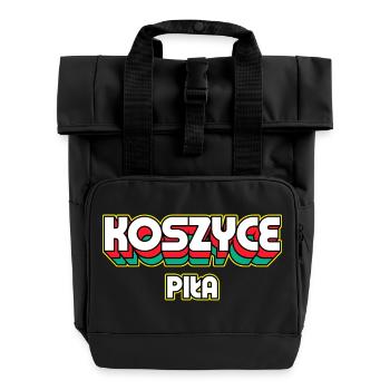 Košice Piła. Name des Retro-Bezirks - Rolltop Rucksack mit zwei Griffen - Schwarz - Vorne