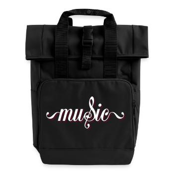 Music - Rolltop Rucksack mit zwei Griffen - Schwarz - Vorne