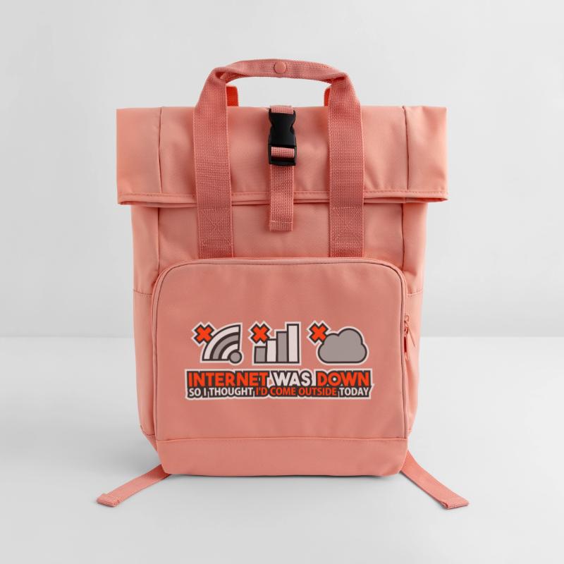 Internet Was Down - Offline Programmierer Computer Rolltop Rucksack mit zwei Griffen