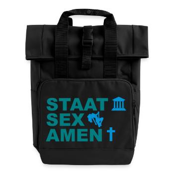 Staatsexamen / Staat Sex Amen - Rolltop Rucksack mit zwei Griffen - Schwarz - Vorne