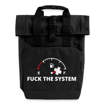 Rebel Gauge Anti-System Print - Roll Top Backpack with Two Handles - black - Front