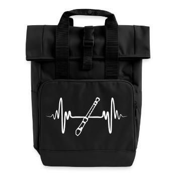 Flute Sketch - Roll Top Backpack with Two Handles - black - Front