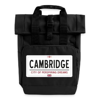 Ortsschild von Cambridge - Rolltop Rucksack mit zwei Griffen - Schwarz - Vorne