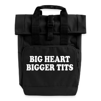 big heart bigger tits - Rolltop Rucksack mit zwei Griffen - Schwarz - Vorne