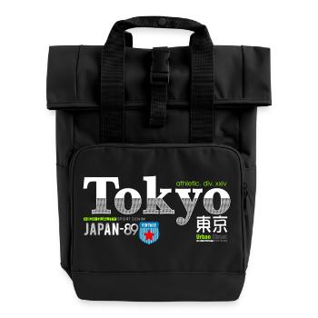 Tokyo Vintage Sport Denim - Rolltop Rucksack mit zwei Griffen - Schwarz - Vorne