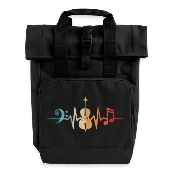 Cello Herzschlag Cellist Violoncello Cellistin - Rolltop Rucksack mit zwei Griffen - Schwarz - Vorne