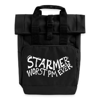 Starmer worst PM ever - Roll Top Backpack with Two Handles - black - Front