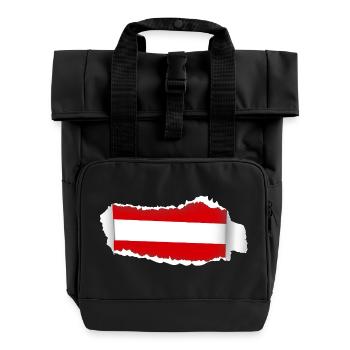 Rissige Österreich Flagge - Rolltop Rucksack mit zwei Griffen - Schwarz - Vorne