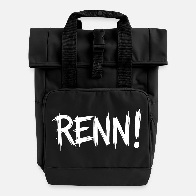 Run! (Running, running, jogging, runner) - Roll Top Backpack with Two Handles - black