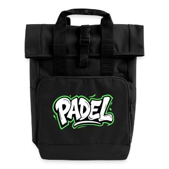 Padel Graffiti Style Sport Urban Look - Roll Top Backpack with Two Handles - black - Front