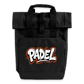 Padel Graffiti Style Sport Urban Look - Roll Top Backpack with Two Handles - black - Front