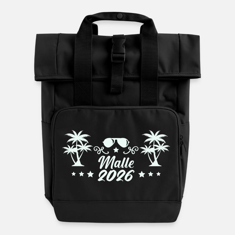 Malle 2026 Palmen Sonnenbrille - Rolltop Rucksack mit zwei Griffen - Schwarz