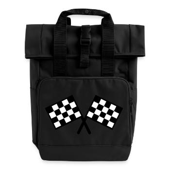 Flaggen Autorennen - Rolltop Rucksack mit zwei Griffen - Schwarz - Vorne