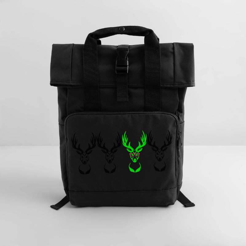 Be different! Hirschkopf Nerd Geek 3c Rolltop Rucksack mit zwei Griffen