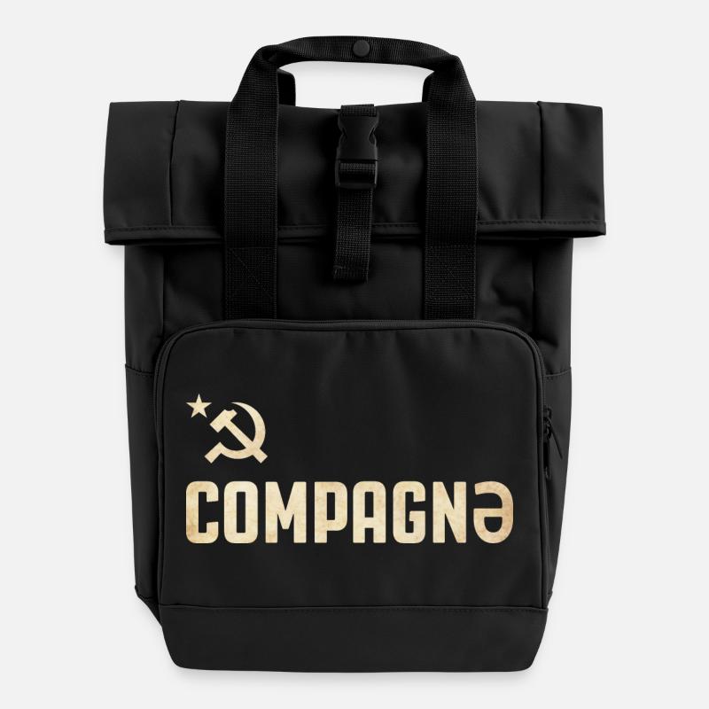 Companions - Roll Top Backpack with Two Handles - black