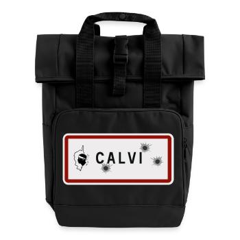 Panneau d’entrée de la ville de Calvi - Sac à dos Roll Top à deux anses - noir - Devant
